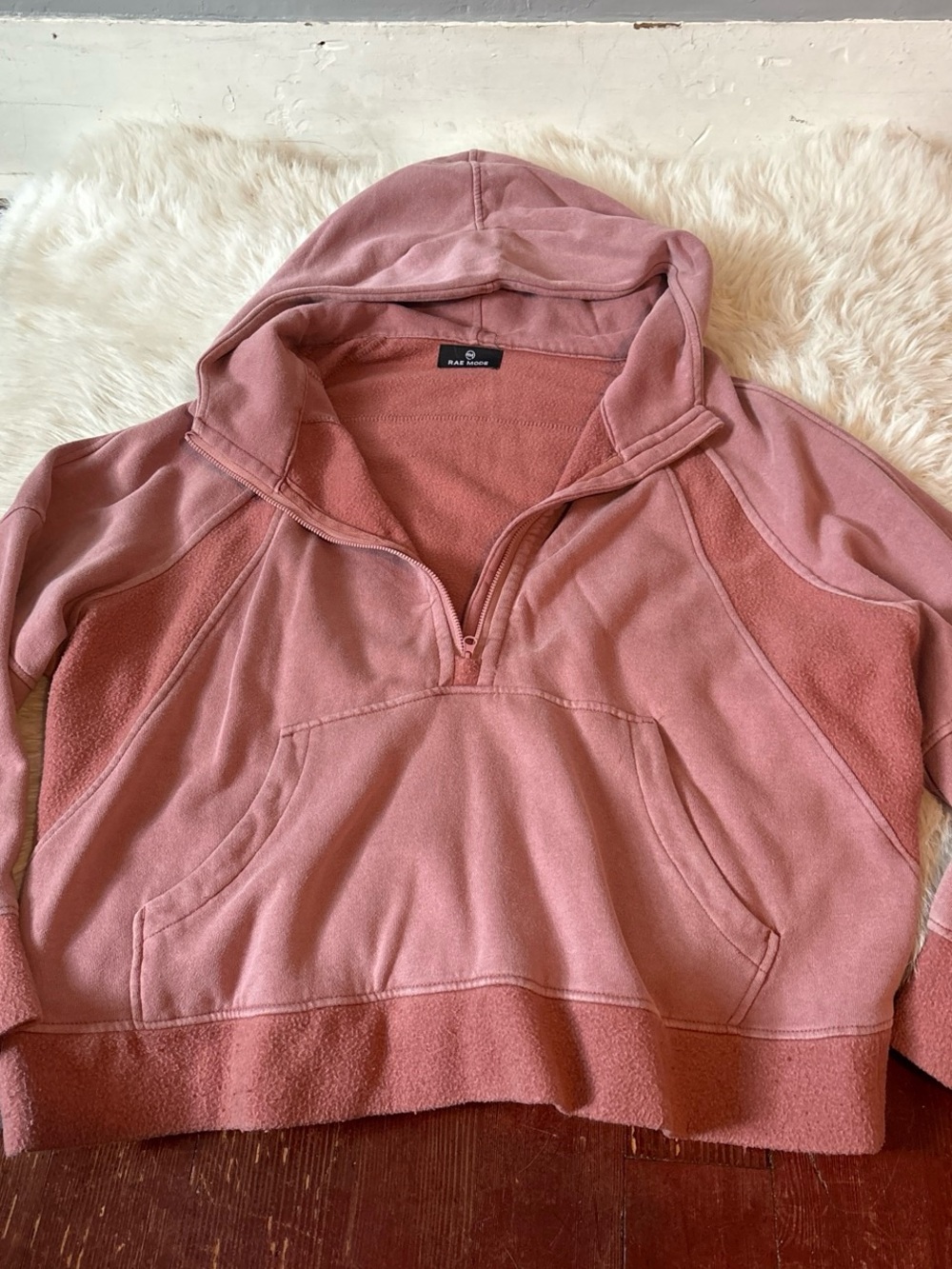 Half-Zip Hooded Pullover Sweater in Dusty Rose